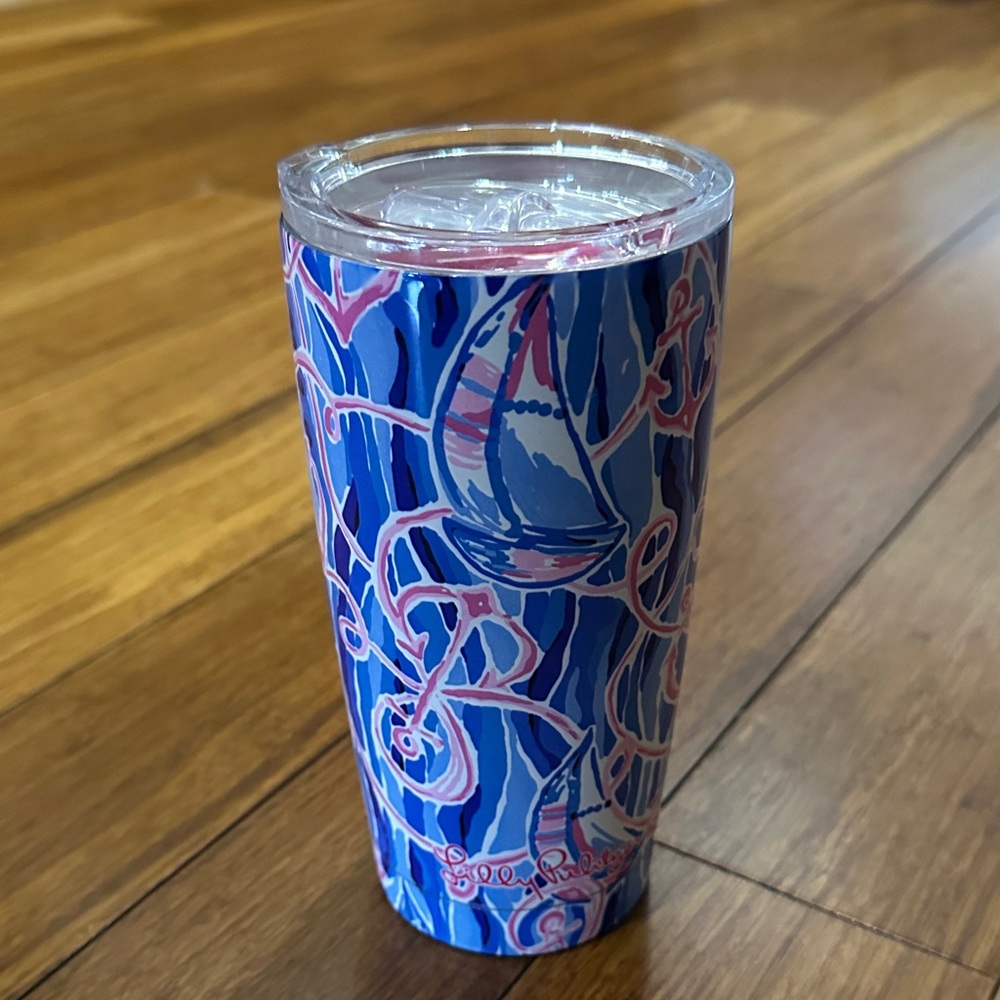 NWT Lilly Pulitzer Blue and Pink Sailboat Tumbler 20oz